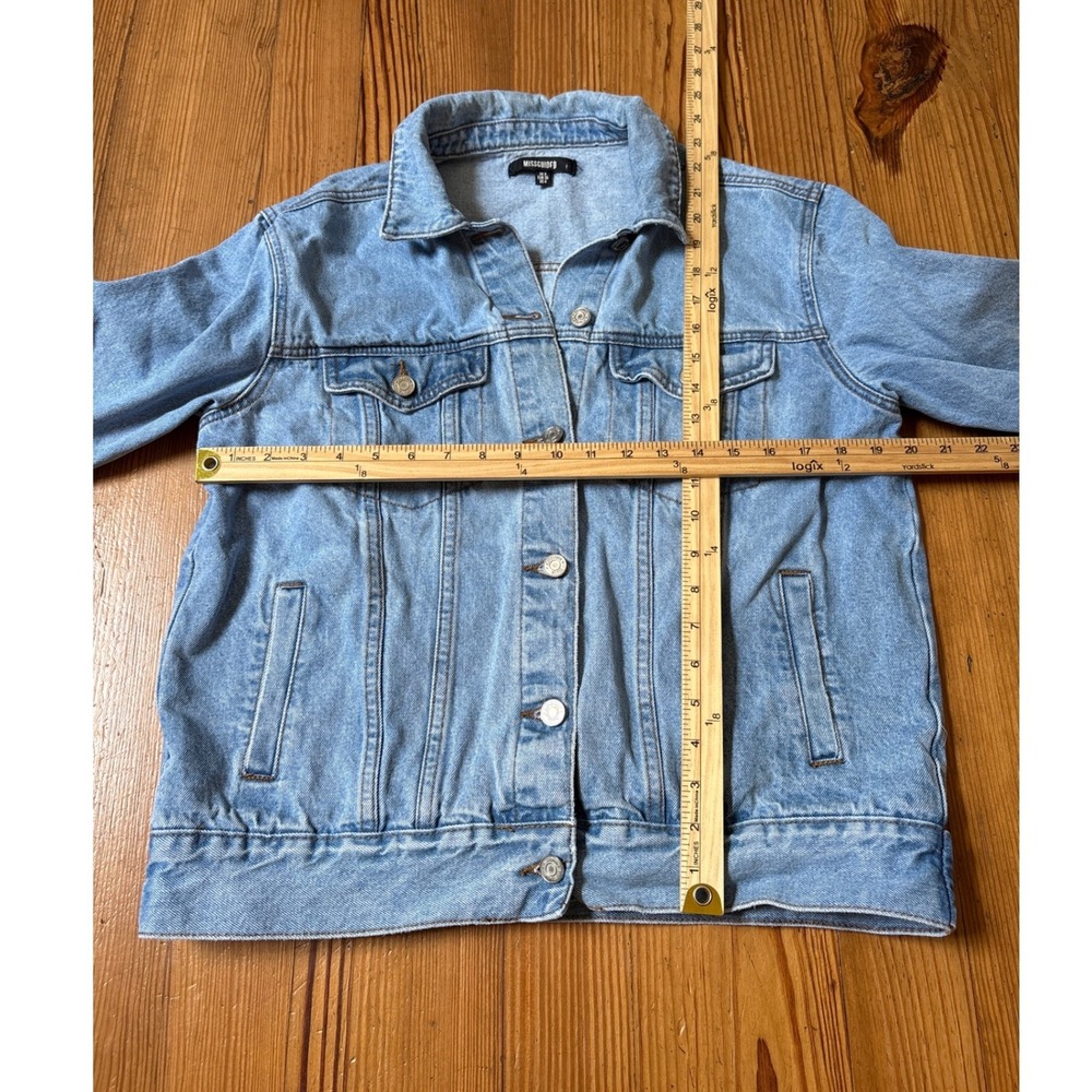Missguided Denim Jacket Women Blue Casual Button Up Trucker Boho SIZE 4 - Picture 4 of 6
